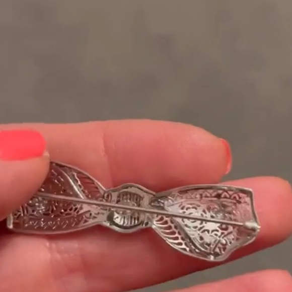 Vintage Converted 14KT White Gold Diamond Pendant - Picture 13 of 15